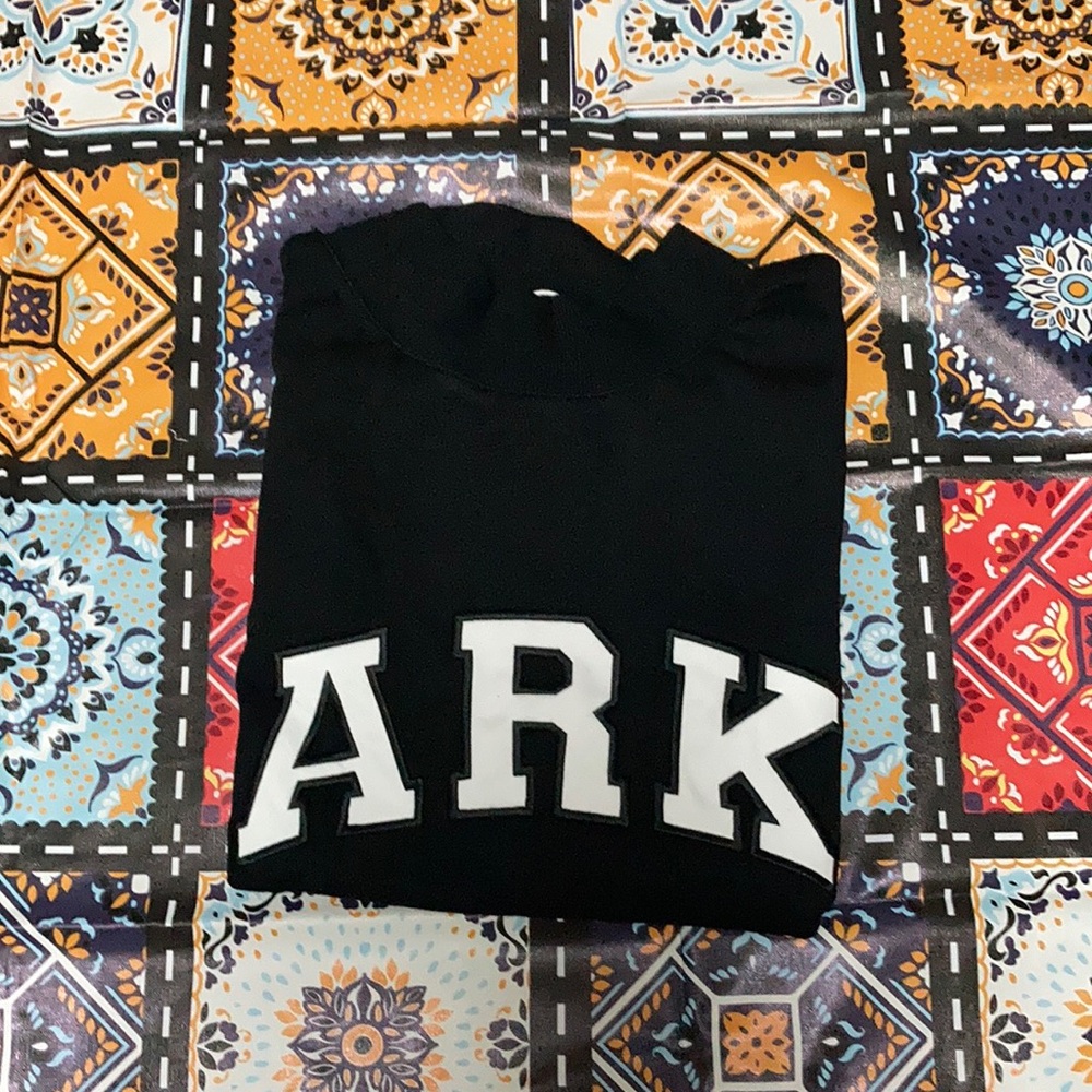 Parke Black Mock Neck Sweatershirt Premium Fabric White Varsity lettering S / M